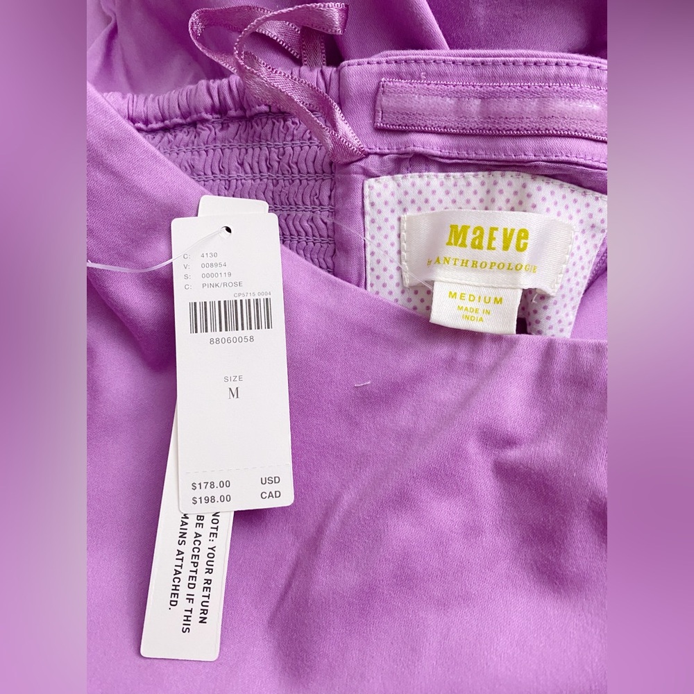 By Anthropologie Maeve Strapless Rosette-Trim Mini Dress M new PINK nwt - Picture 7 of 7